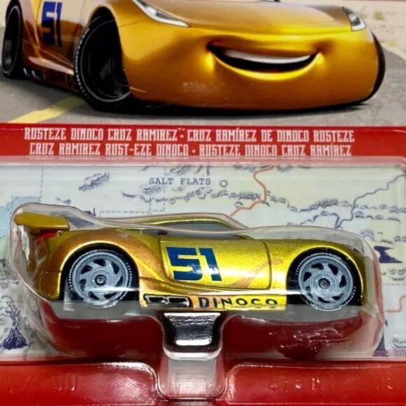 Disney Pixar Cars Cruz Ramirez Dinoco On The Road Gold Metal Series NIP - Picture 8 of 8